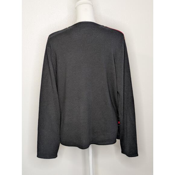 Sag Harbor Women's Solid Black Multicolor Round Neck Long Sleeve Sweater XL - Picture 6 of 8